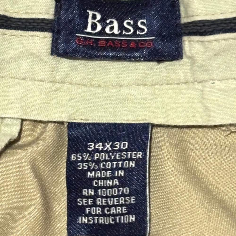G H Bass Co Mens Khaki Pleated Relaxed Fit Dress Pants‎ Size 34x30 - Picture 4 of 7